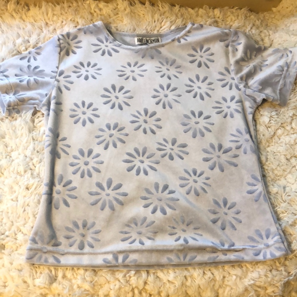 Faux Velvet Polyester Flower Crop Top.